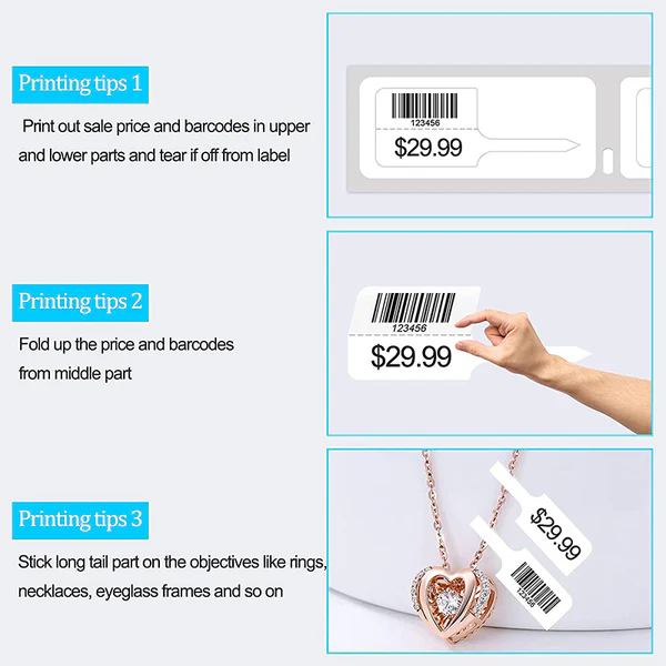 Dymo 30373 Compatible Price Tag Rat Tail Film Labels 7/8 x 15/16