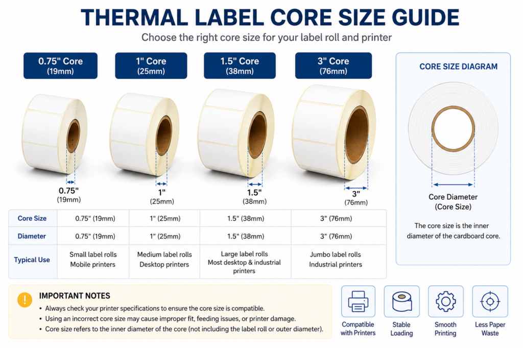 Schematic Diagram of Thermal Label Roll Core Dimensions